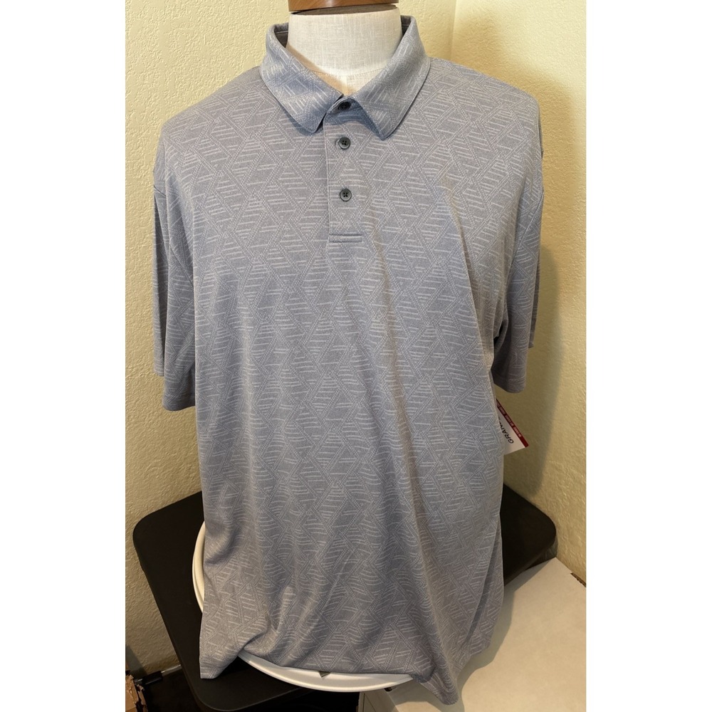 Grand Slam Performance Men Golf Polo Shirt Gray Heather Print XXL UPF50 Stretch